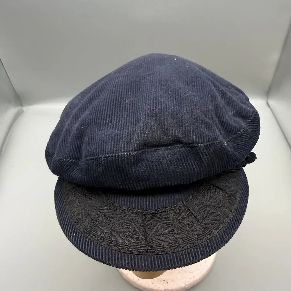 Vintage Aegean Greek Fisherman’s Cap Braided Hat Dark Blue Cotton 7 5/8 Greece
